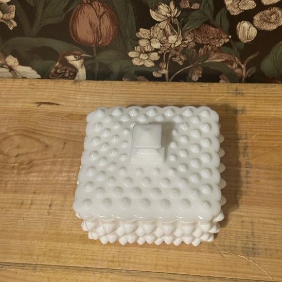 milk glass cigarette box vintage jewelry or box for art deco vanity table Hobnail Milk Glass Cigarette Box